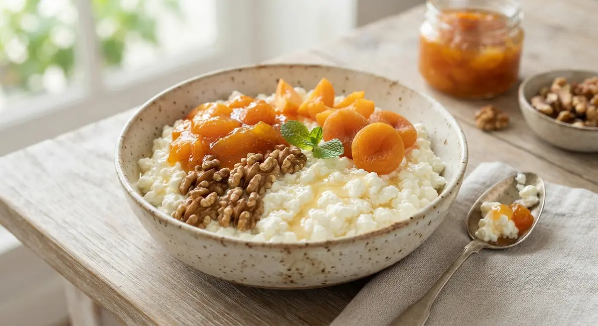 Cottage Cheese Walnuts Apricot Compote